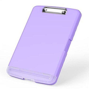 Rimilak Plastic Clipboard with Storage 85 x 11 High Capacity Folio Nursing Case with Pen Holder Size 142 x 96 x 12 Folder SideOpening for Classroom Teacher Student Smooth Writing Purple