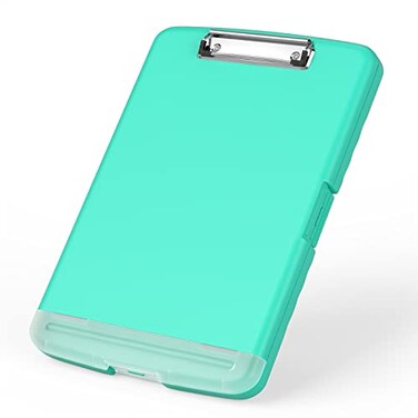 Rimilak Plastic Clipboard with Storage 85 x 11 High Capacity Folio Nursing Case with Pen Holder Size 142 x 96 x 12 Folder SideOpening for Classroom Teacher Student Smooth Writing Green