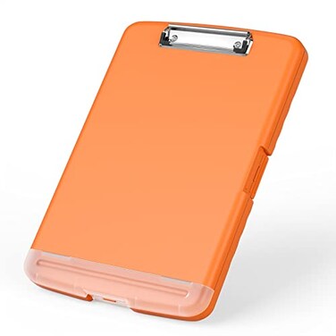 Rimilak Plastic Clipboard with Storage 85 x 11 High Capacity Folio Nursing Case with Pen Holder Size 142 x 96 x 12 Folder SideOpening for Classroom Teacher Student Smooth Writing Orange