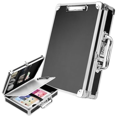 Pechor Clipboard with Storage Combination Lock Briefcase Clipboards Heavy Duty Box Metal Aluminum with Handle Storage Clipboard Maximum Security External Builtin Clip Boards Upgrade