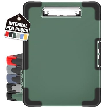 Sooez Toughest Clipboard with Storage Internal Pen Pouch Included Letter A4 Size Shockproof Heavy Duty Plastic Clip Boards 85x11 High Capacity Clipboards Box Case for Contractor Trucker Driver