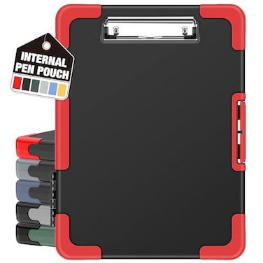 Sooez Toughest Clipboard with Storage Internal Pen Pouch Included Letter A4 Size Shockproof Heavy Duty Plastic Clip Boards 85x11 High Capacity Clipboards Box Case for Contractor Trucker Driver