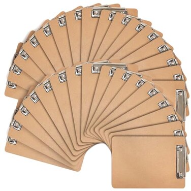 Uzant Mini Clipboards 32 Pack 6 x 9 Small Clipboards Bulk Wooden Memo Mini Clip Boards with Low Profile Clip Hanging Loop for Office Home Classroom Supplies