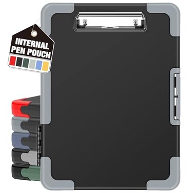 Sooez Toughest Clipboard with Storage Internal Pen Pouch Included Letter A4 Size Shockproof Heavy Duty Plastic Clip Boards 85x11 High Capacity Clipboards Box Case for Contractor Trucker Driver