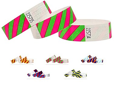 Qubiband Wristbands Striped 500 Pack 34 Wristbands for Events PinkGreen 500 Pack