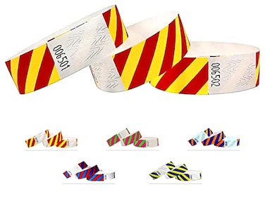 Qubiband Wristbands Made Out of Tyvek Striped 500 Pack 34 Wristbands for Events RedYellow 500 Pack