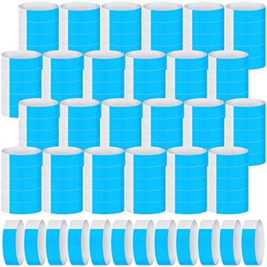 Tudomro 2400 Pack Neon Paper Wristbands Bulk Waterproof Lightweight Adhesive Concert Events Party for Hand Wrist Arm IdentificationBlue
