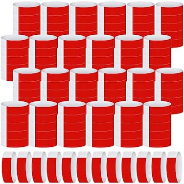 Tudomro 2400 Pack Neon Paper Wristbands Bulk Waterproof Lightweight Adhesive Concert Events Party for Hand Wrist Arm IdentificationRed