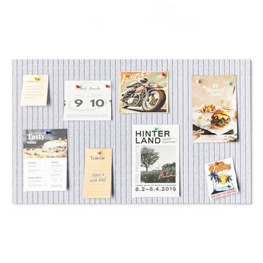 Rokeblau 24 x 16 Large Bulletin Board Decorative Felt Pin Board 035 Thick Foldable Photo Display Board with SelfAdhesive Tape Vision Board for School Home Kitchen Office WallsSliver Grey