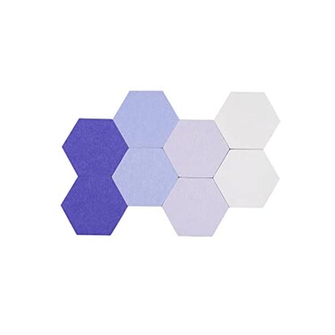 LAJAR 8 Pcs Hexagon Felt Bulletin Board Tiles Self Adhesive Felt Pin Board Wall Tiles for Photos Pictures Memos Purple