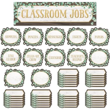 Teacher Created Resources Eucalyptus Classroom Jobs Mini Bulletin Board TCR8453