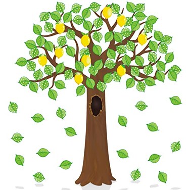 Yexiya 189 Pcs Classroom Tree Bulletin Board Set Summer Lemon Tree Bulletin Board Decor with Polka Dot Leaves Cutouts Lemon Cutouts for School Classroom Chalkboard Wall Decor