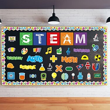 gisgfim STEAM Bulletin Board Decorations STAEM Science Bulletin Board Welcome Cutouts Classroom Decor School Holiday Bulletin Board Decor