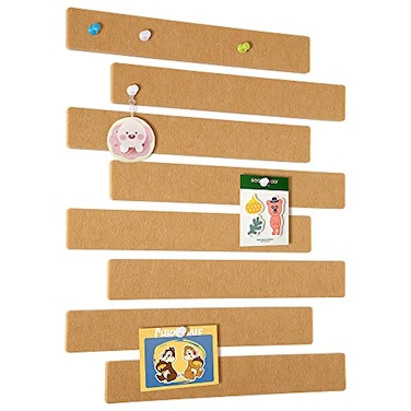 GoTiling Cork Board for Walls 8 Pack Felt Pin Board Bar Strips SelfAdhesive Lightweight Bulletin Board Cork Board for Office with 40 Push Pins No Damage for Wall