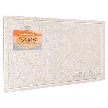 Lightomorrow Bulletin Board 24 x 18 inches Decorative Felt Pin Board Vision Board Cork Board Alternative for Wall Foldable Photo Board with 20 Pushpins Oatmeal