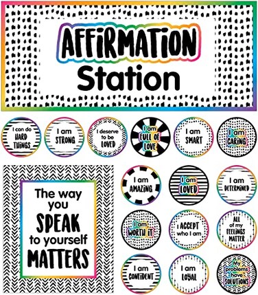 Carson Dellosa Education Carson Dellosa 32 pc Growth Mindset Bulletin Board Set Motivational Poster with Affirmation Cards Homeschool and Classroom Calm Down Corner Supplies and Boho Decor