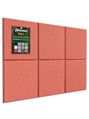 Hsurbtra Cork Board for Wall 24 x 18 Inch 6 Pack Felt Bulletin Notice Board with Pushpins for Office Home School Farmhouse Wall Decor Orange