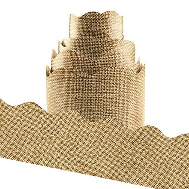Luckyhern Burlap Bulletin Board Borders Scalloped for Classroom Decoration 36Ft