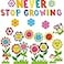 Funrous 90 Pcs Never Stop Growing Bulletin Board Decorations Summer Spring Classroom Theme Decor Positive Bulletin Board Set Flower Cutouts Inspirational for Teacher School Office Chalkboard Supplies