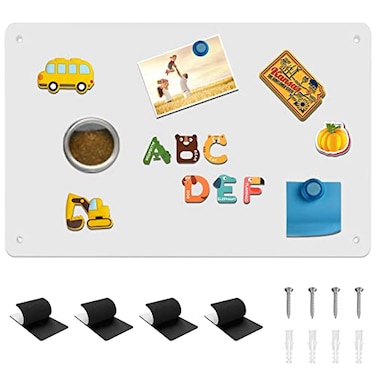Bonnary Magnetic Board171 x 118 Magnet Displayfor Magnets and Bulletin BoardSuitable for Wall Refrigerator Compartment Cabinet etcComes with Dual Lock Tape for Easy Hanging White