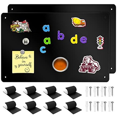 Bonnary 2Pack Magnetic Board171 x 118 Magnet Displayfor Magnets and Bulletin BoardSuitable for Wall Refrigerator Compartment Cabinet etcComes with Dual Lock Tape for Easy Hanging Black