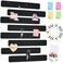Vuzvuv 8 pcs Bulletin Board Bar Strips with 50 Pushpins 10 Wooden Clip pinsSelf Adhesive Cork Board for WallFelt Pin Board for SchoolOffice DecorBlack