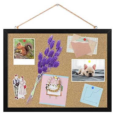FEBSNOW Cork Board Bulletin Board 157 x 12 Inches with Rectangle Black Frame Hanging Pin for Office Home Message Board or Vision Board Decoration