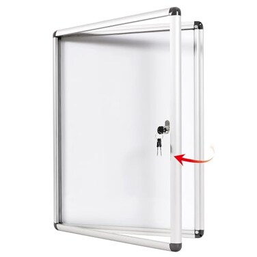 S SWANCROWN SWANCROWN Enclosed Bulletin Board 20x14 in Lockable Magnetic White Board Wall Display Case Aluminium Frame 2xA4