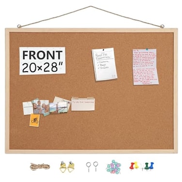 TooCust 20 x 28 Cork Boards for Walls with Wooden Frame 1pack Whiteboard and Cork Board Combo Double Sided Office Board for Wall Organizer Bulletins Board Hanging Pin Board for School Home Office