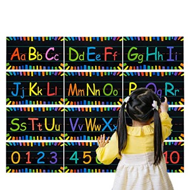 KVZVK 12 Pcs Alphabet Bulletin Board Strips Alphabet Chart and Number Line for Classroom Wall Decorations Including ABC and 010 Number Bulletin Board Decorations