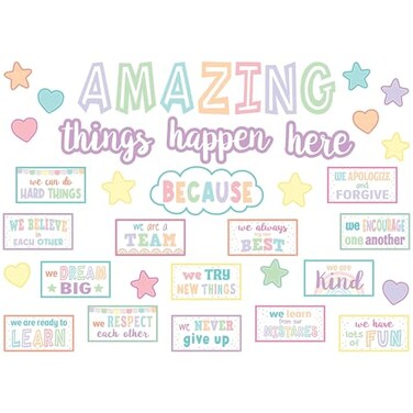 Teacher Created Resources Pastel Pop Amazing Things Happen Here Bulletin Board TCR8413