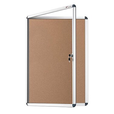 VIZ-PRO VIZPRO Tamperproof Lockable Cork Noticeboard Class 1 Aluminium Framed 36x24 Inches