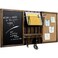 MyGift 3 Panel Wall Mounted Entryway Bulletin Board Combo Set with Rustic Burnt Solid Wood Frame with a Chalkboard Cork Board Black Metal Mail Basket and Hanging Rail