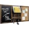 MyGift 3 Panel Wall Mounted Entryway Bulletin Board Combo Set with Rustic Burnt Solid Wood Frame with a Chalkboard Cork Board Black Metal Mail Basket and Hanging Rail