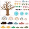Pajean 84 Pcs Classroom Tree Bulletin Board Set Groovy Hippie Cutouts 3D Paper Pom Poms Motivational Educational Welcome Class Decor for Elementary Preschool Back to School Wall Decor Supplies