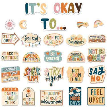 AREOK Boho Bulletin Board Decorations Set Its Okay To Mental Health Posters Speech Therapy Decor School Nurse Office Inspirational Positive Affirmations Bulletin Board Decorations Accents Wall Art