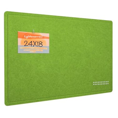Lightomorrow Bulletin Board 24 x 18 inches Felt Board Decorative Pin Board Cork Board Alternative for Wall Foldable Photo Board SelfAdhesive Vision Board with 20 Pushpins Foliage Green
