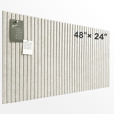 AkuDecor Large Cork Board for Office 8 Pack Felt Wall Tiles with Slat Wall Paneling and Safe Removable Adhesive Tabs Felt Bulletin Board Pin Board Cork Boards for Walls Oatmeal