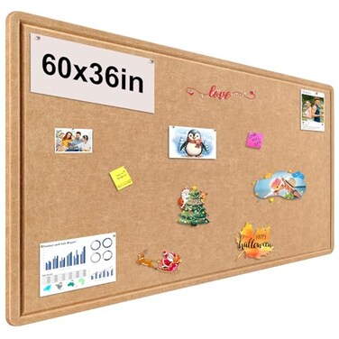 Bcabo Large Bulletin Board Foldable 60x36 Inches Cork Board Alternative Large Felt Board Decorative Pin Board for Wall Foldable Photo Board SelfAdhesive Vision Board with 36 Pushpins Brown