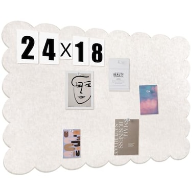 Mooliwe Scalloped Felt Bulletin Board 24 x 18 Inches Foldable Camel Pin Cork Board Alternative for Wall 2 x 15 Trifold Picture Vision Self Adhesive Bulletin Decorative