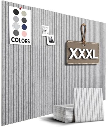 WALLHERO Office Cork Board 59x36 15 Pack Felt Tiles for Wall Tac Board Large Felt Board Wall Protector for Dart Board Gray Marble Slats