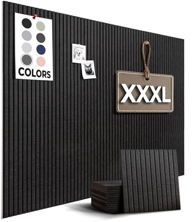WALLHERO Large Bulletin Board Tack Board 59x36 15 Pack Wall Pin Board Cork Board Alternative for Walls Tablero de Corcho para Pared Cord Board for Wall Black Slats