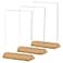 TONICE 3 Pack 5x7 Acrylic Sign Holder T Shape Clear Acrylic Double Sided Frames with Wood Base Table Menu Display Stand Flyer Display Optional 85x115x7 Inch LT Shape