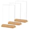 TONICE 3 Pack 5x7 Acrylic Sign Holder T Shape Clear Acrylic Double Sided Frames with Wood Base Table Menu Display Stand Flyer Display Optional 85x115x7 Inch LT Shape