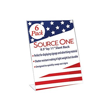 SOURCE ONE SOURCEONEORG Clear 85 X 11Inches Acrylic Slant Back Sign Holder Brochure Holder