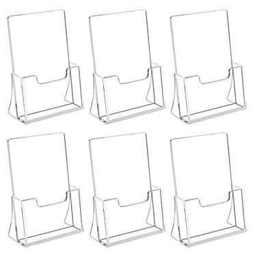 HIIMIEI Brochure Holder 85 x 55 inches Acrylic Flyer Holder with 6 Pack Plastic Stands for Displaying Magazines Pamphlets Literature Brochures Booklets Menu