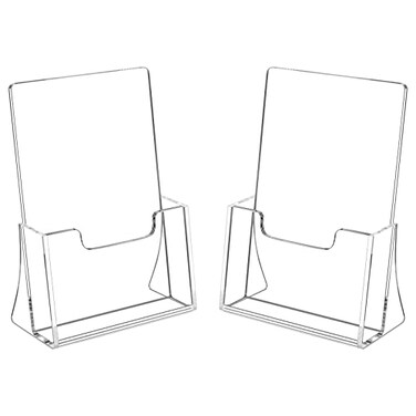 HIIMIEI Brochure Holder 85 x 55 inches Acrylic Flyer Holder with 2 Pack Plastic Stands for Displaying Magazines Pamphlets Literature Brochures Booklets Menu