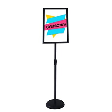YDisplay Sign Holder Stand with Base 85x11inches Pedestal Floor Standing Sign Display Holder Height Adjustable Both Landscape Or Portrait DisplayedBlack