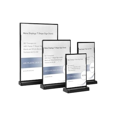 ECKEK ABS Plastic Sign HolderMenu Displays T Shape Sign Stand Vertical Black A5 148210mm 583827 inches