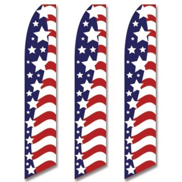 Super Ad Flag 3 Three Pack Tall Swooper Flags USA America American Stars Stripes